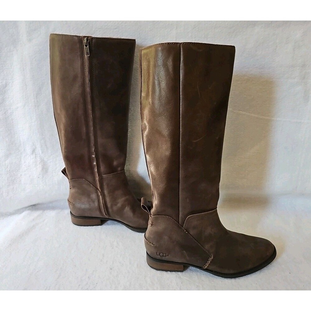 Ugg Boots Women's Leigh Brown Leather Riding Boots Size 7.5 - Picture 5 of 11